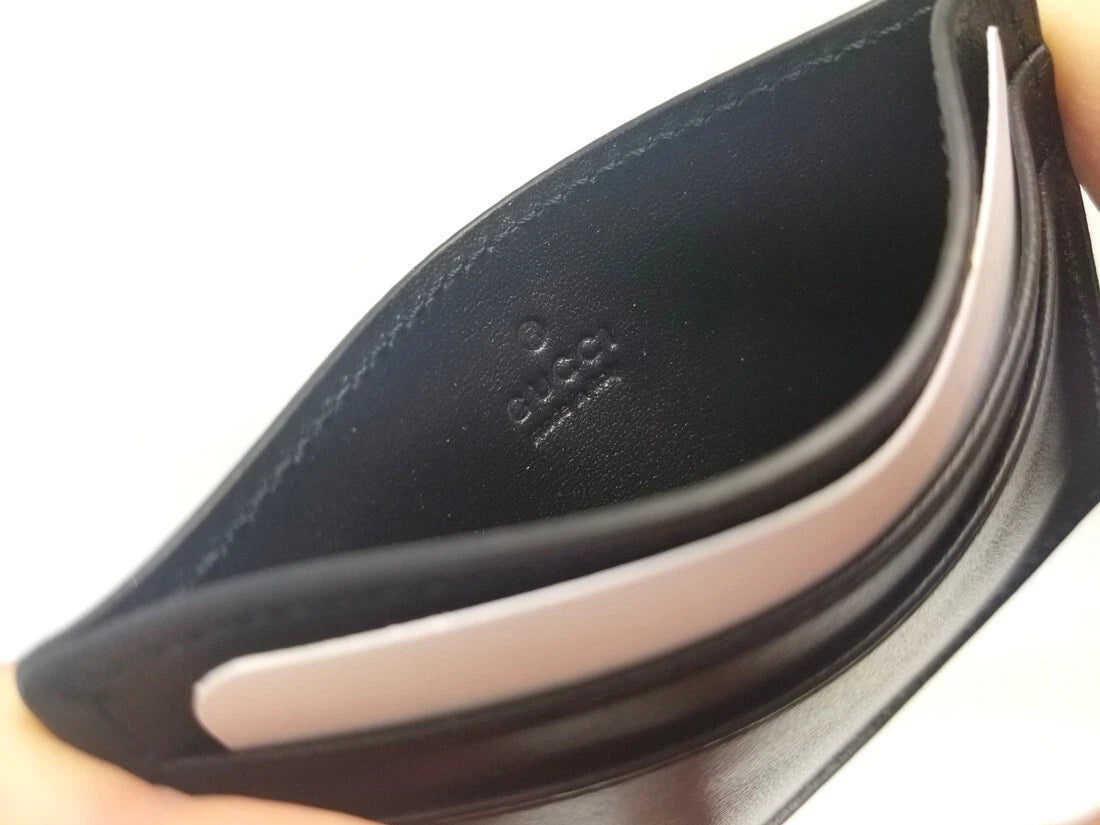 Authentic Gucci Guccissima Leather Card Holder – Dark Blue & Black Card Case