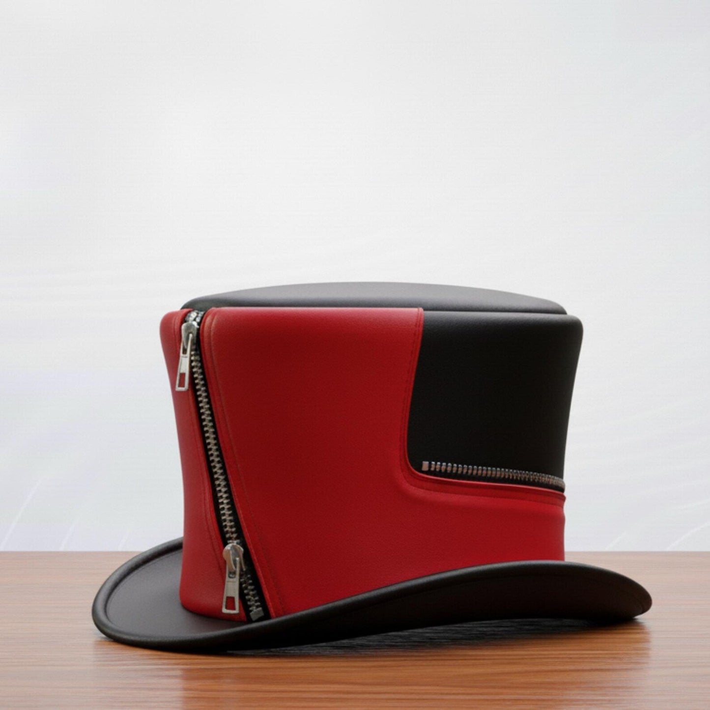 Red Leather Steampunk Top Hat | Handmade Gothic Victorian Cosplay Hat