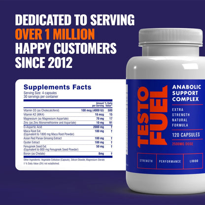 TestoFuel Testosterone Booster – Supports Muscle Growth, Strength & Energy | 120 Pills