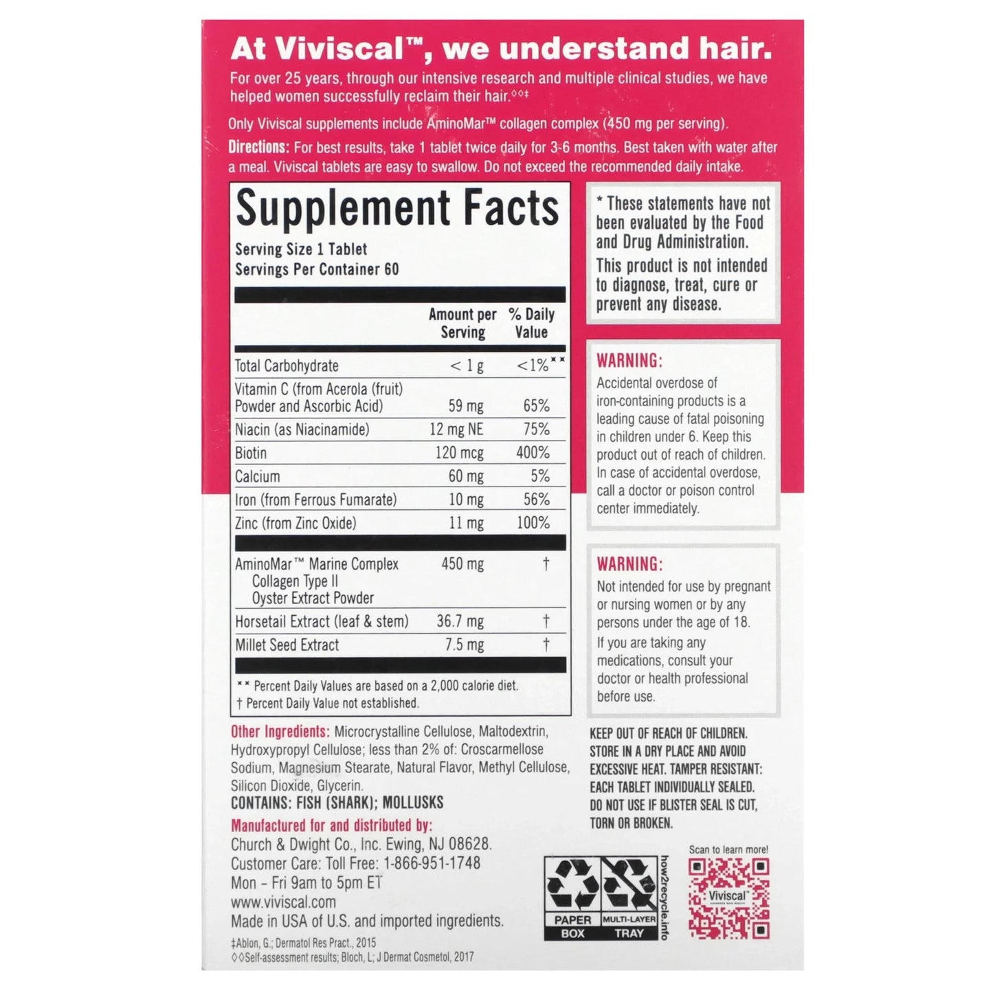 Viviscal Hair Growth Supplement 2X – 180 Tablets | Value Pack