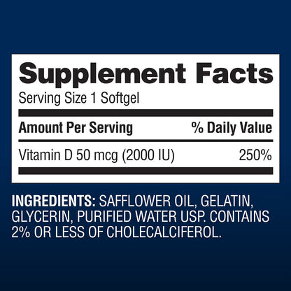 Member's Mark Vitamin D3 50 mcg (2000 IU) – Bone & Immune Support | 400 Tablets
