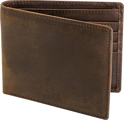 Top Grain Leather Wallet for Men – RFID Blocking Bifold with 2 ID Windows