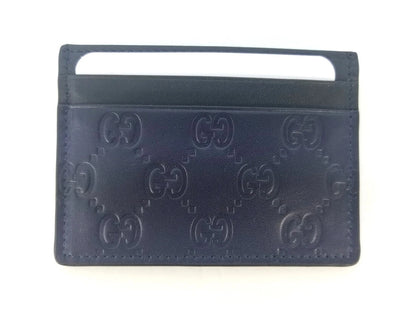 Authentic Gucci Guccissima Leather Card Holder – Dark Blue & Black Card Case