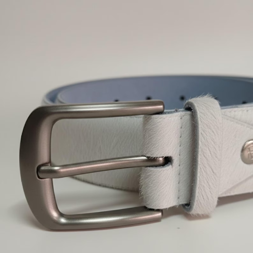 Handmade White Hair on Hide Leather – Mens White Belt for Golf & Summer Wedding