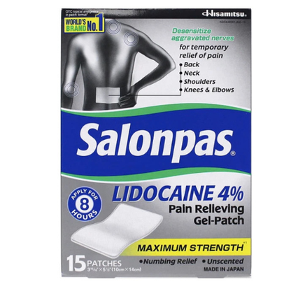 Salonpas Lido Gel-Patch (15 ct.) Pain Relieving Max Strength New
