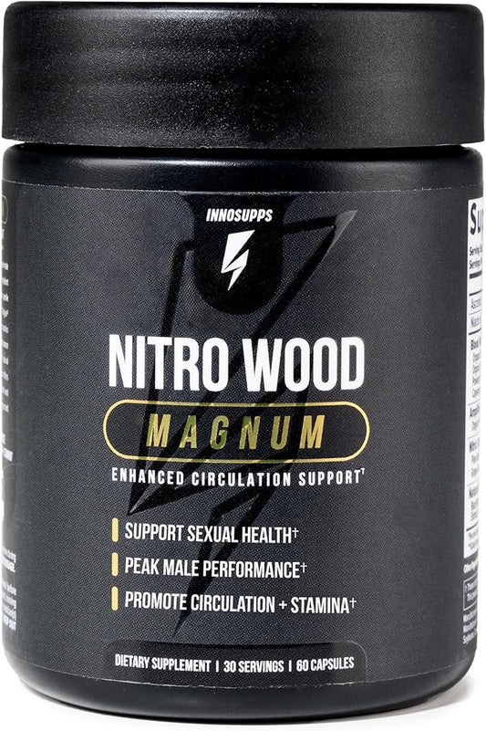 Nitro Wood Magnum by InnoSupps – Nitric Oxide Supplement for Circulation, Stamina & Endurance, 60 Veg Capsules