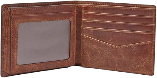 Fossil Men’s Derrick RFID-Blocking Leather Bifold Wallet with Flip ID Window