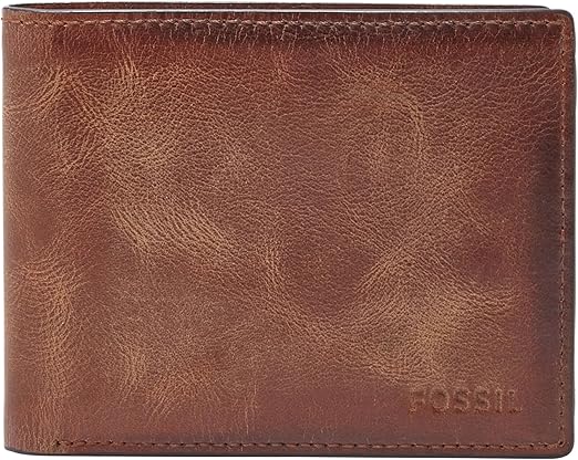 Fossil Men’s Derrick RFID-Blocking Leather Bifold Wallet with Flip ID Window