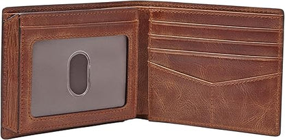 Fossil Men’s Derrick RFID-Blocking Leather Bifold Wallet with Flip ID Window