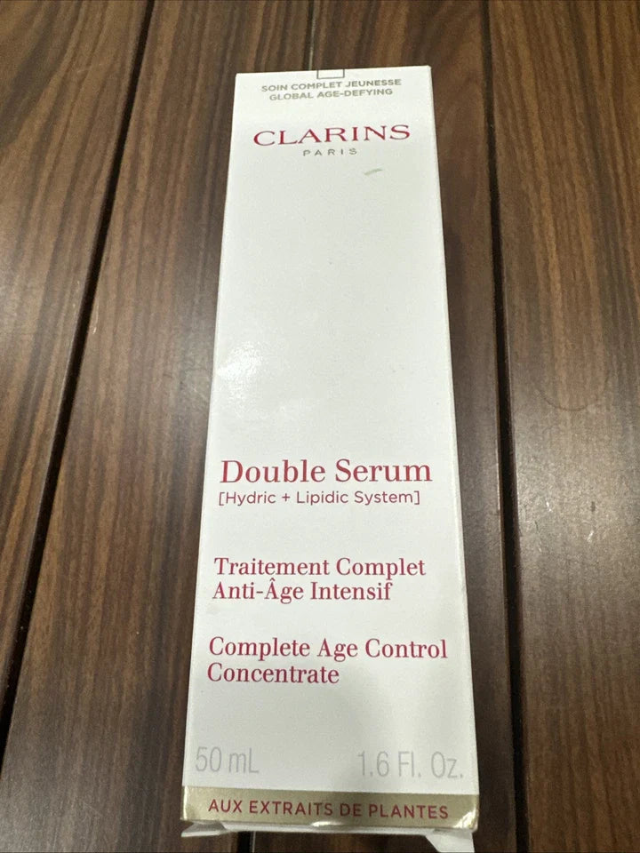 Clarins Double Serum Complete Age Defying Concentrate 1.6oz Hydric + Lipidic NEW