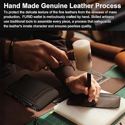 furid Genuine Leather RFID Slim Wallet with Money Clip – Pop-Up Card Holder