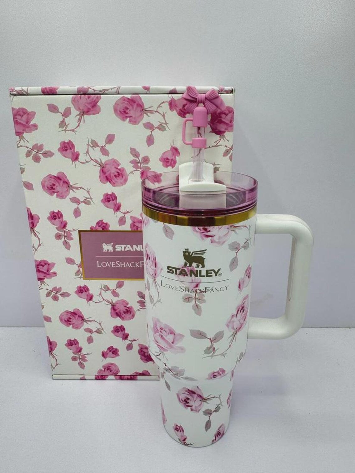 Stanley LoveShackFancy Holiday Quencher 40oz | Insulated Stainless Steel Tumbler with Handle | Gift for Her