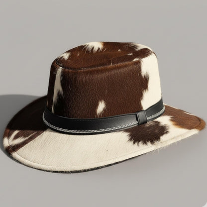 Handmade Brown Cowhide Fedora – Trendy Western Hat for Festivals