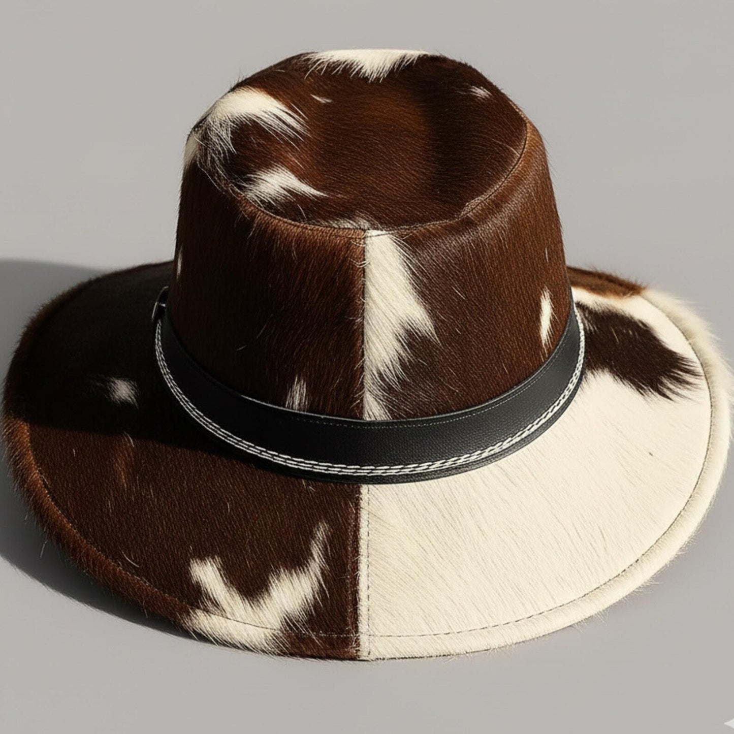 Handmade Brown Cowhide Fedora – Trendy Western Hat for Festivals