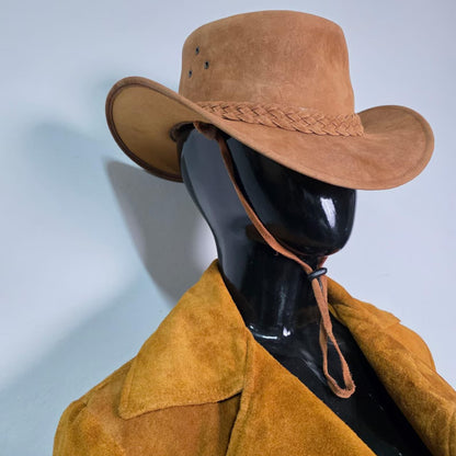 Handmade Tan Suede Cowboy Hat – Western Hat For Men Rustic Outback Style Gift