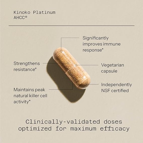Quality of Life Kinoko Platinum AHCC Herbal Supplement – 750mg Capsules for Immune Support & Liver Function – 60 Veggie Capsules