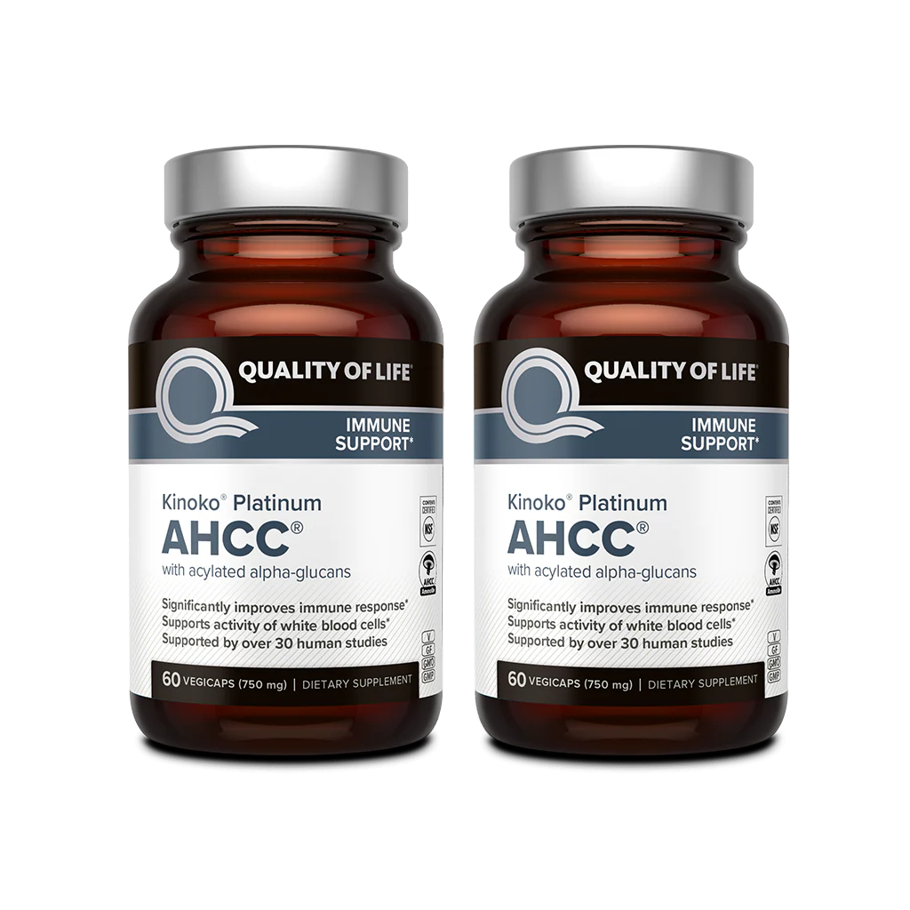 Quality of Life Kinoko Platinum AHCC Herbal Supplement – 750mg Capsules for Immune Support & Liver Function – 60 Veggie Capsules