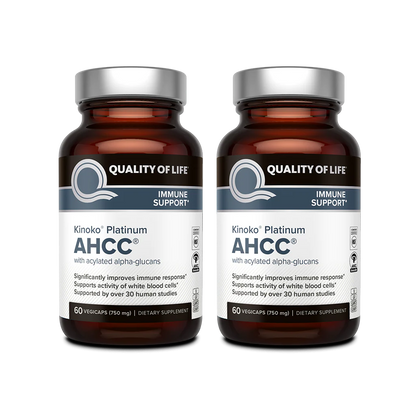 Quality of Life Kinoko Platinum AHCC Herbal Supplement – 750mg Capsules for Immune Support & Liver Function – 60 Veggie Capsules