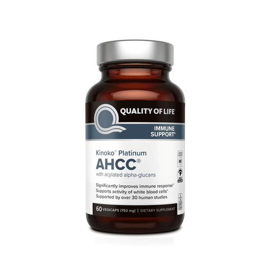 Quality of Life Kinoko Platinum AHCC Herbal Supplement – 750mg Capsules for Immune Support & Liver Function – 60 Veggie Capsules