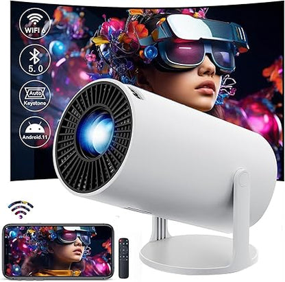 HY300 Portable WiFi 6 Projector – 4K Support, Android 11, Wireless Home & Outdoor Cinema