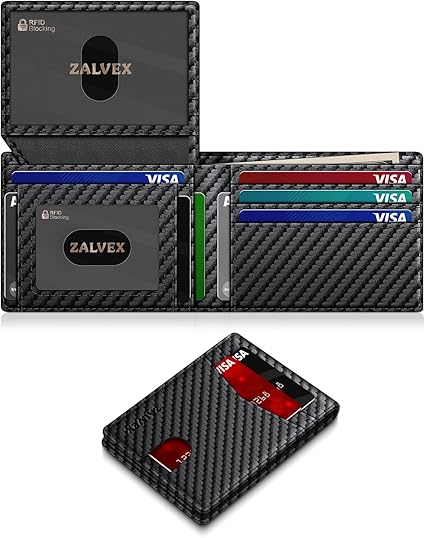 Slim RFID Blocking Leather Wallet for Men – 14 Card Bifold with 2 ID Windows