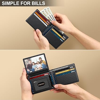 Slim RFID Blocking Leather Wallet for Men – 14 Card Bifold with 2 ID Windows