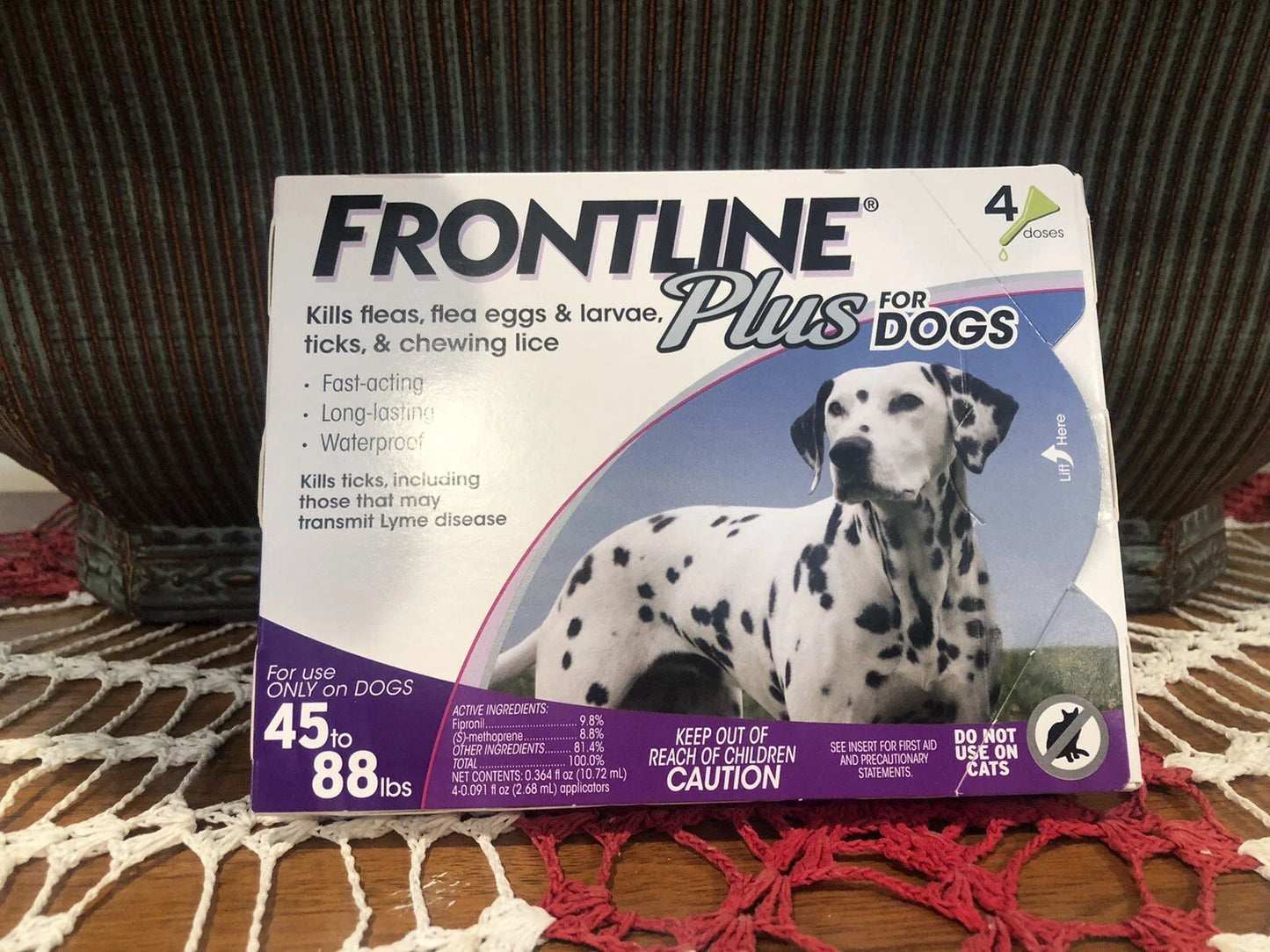 Frontline plus for dogs 45-88 lbs 4 doses Made in France