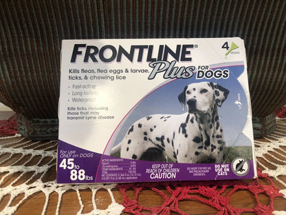Frontline plus for dogs 45-88 lbs 4 doses Made in France