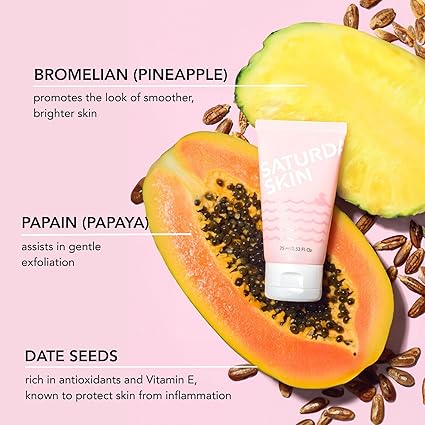 Saturday Skin Rub-A-Dub Refining Peel Gel – Exfoliating Face Wash & Fruit Enzyme Scrub – 2.53 fl oz (75ml)