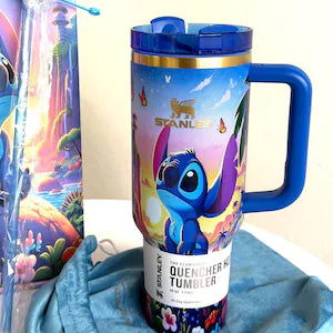 Lilo & Stitch Stanley 40oz Limited Edition Blue Hearts Tumbler with Box – Colorful Insulated Cup