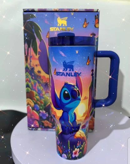 Lilo & Stitch Stanley 40oz Limited Edition Blue Hearts Tumbler with Box – Colorful Insulated Cup