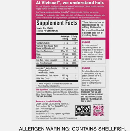 Viviscal Professional Hair Supplement Growth Tablets for Women 180 EXP 07 2027