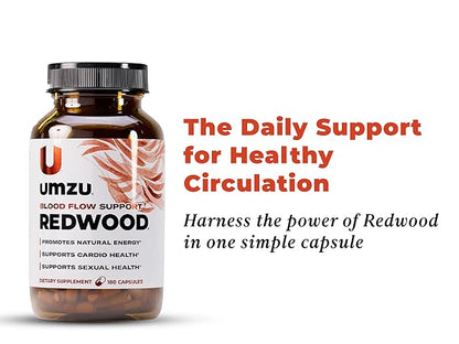 UMZU Redwood Nitric Oxide Booster Capsules – 30 Day Supply – N.O. Supplement for Circulatory & Blood Flow Support